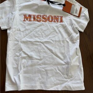 Missoni Kids White Tshirt  with Orange & Pink Logo